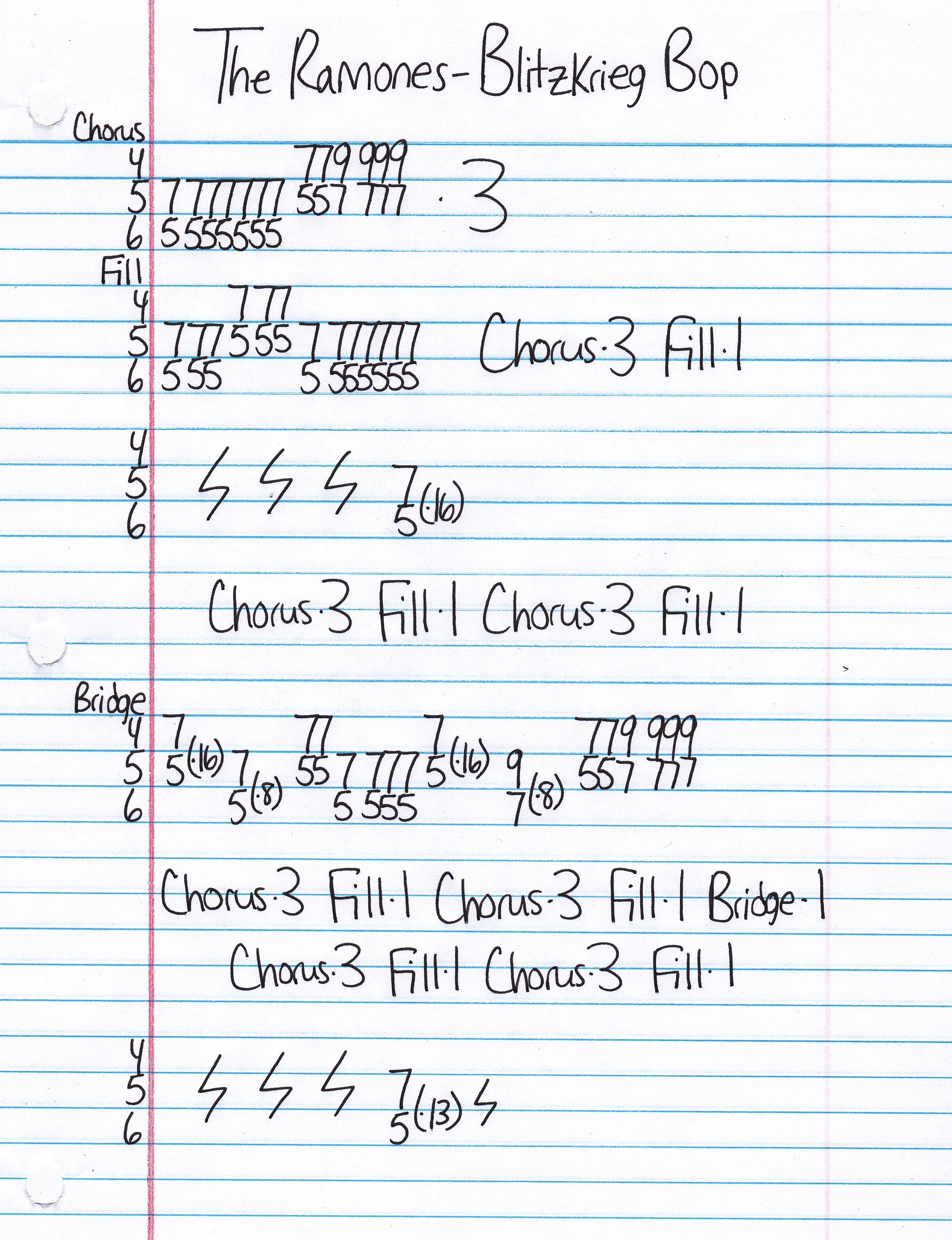 High quality guitar tab for Blitzkrieg Bop by The Ramones off of the album The Ramones. ***Complete and accurate guitar tab!***